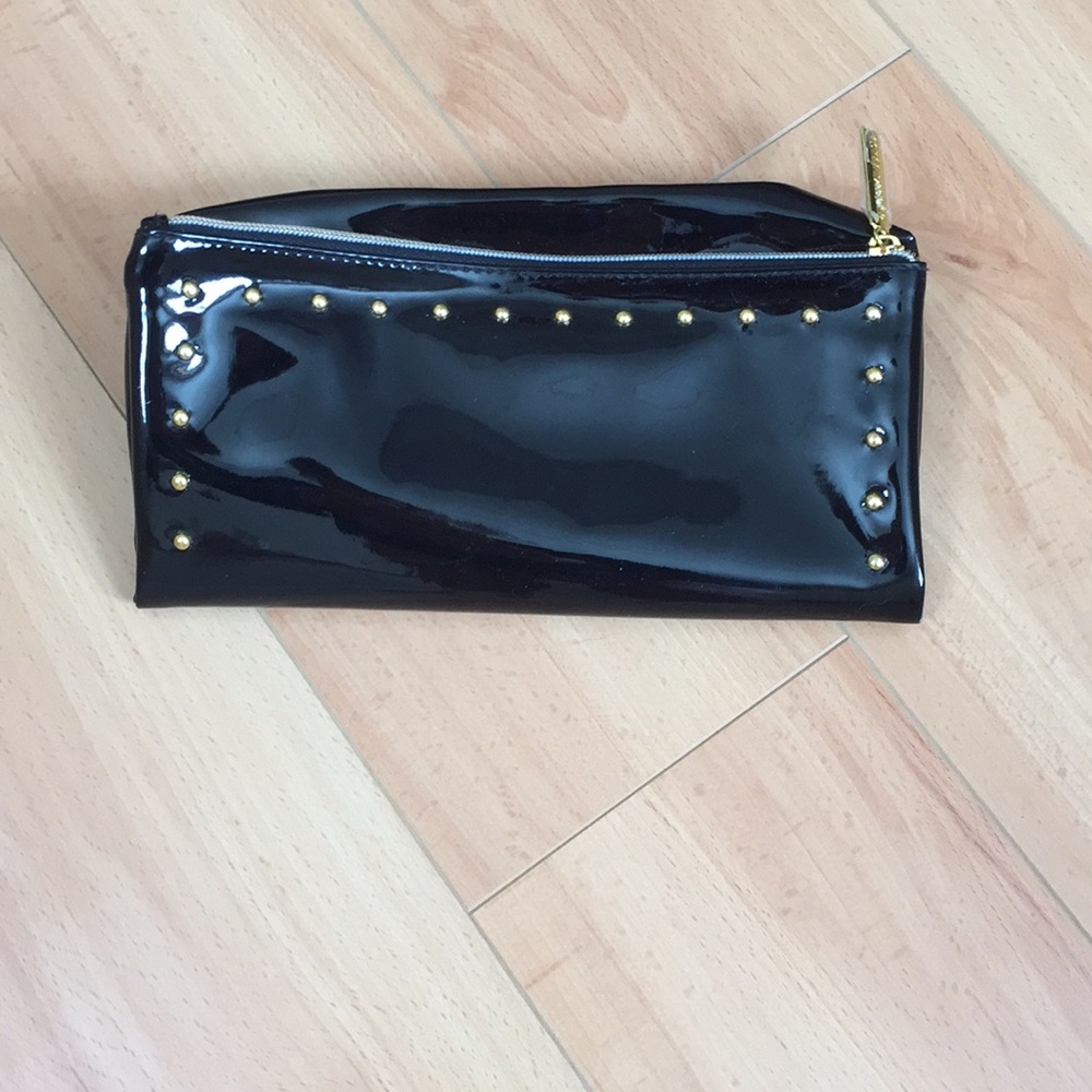 Black leather clutch